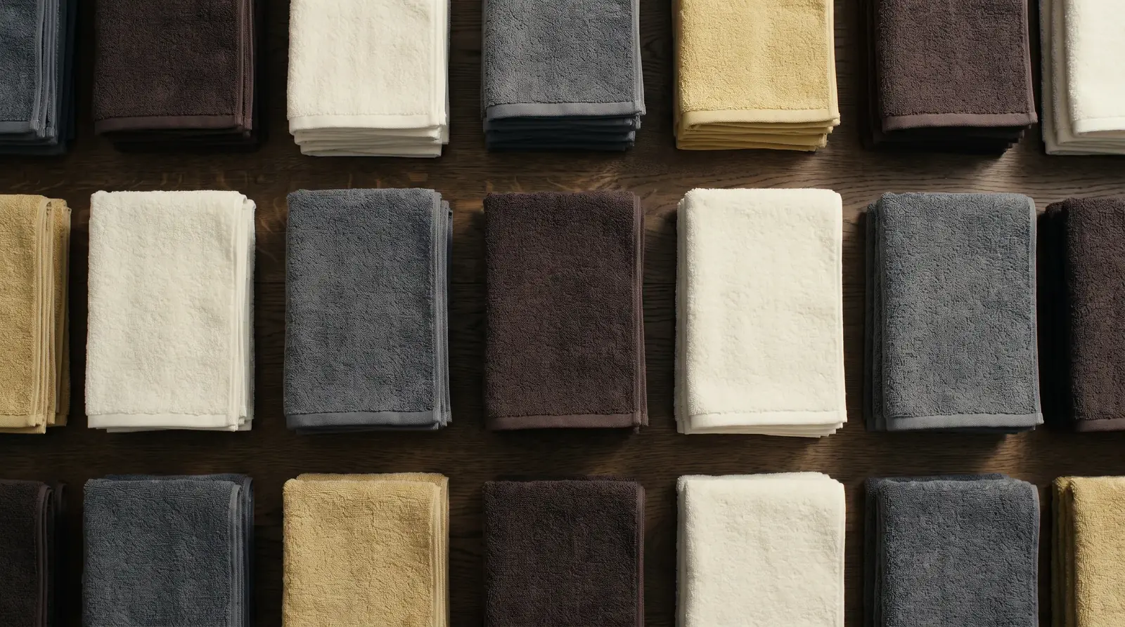Towel samples laid out