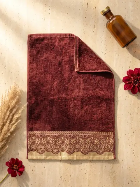 Velour Burgundy hand towel