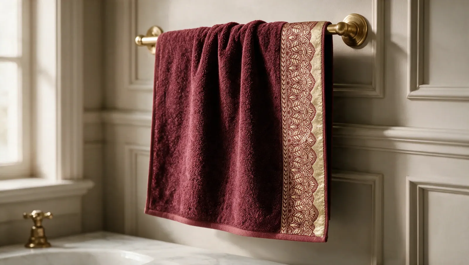 Velour Burgundy hand towel thumbnail 3