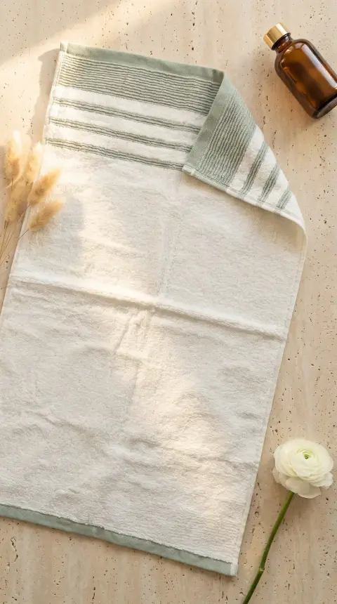 Ivory Sage Stripe hand towel