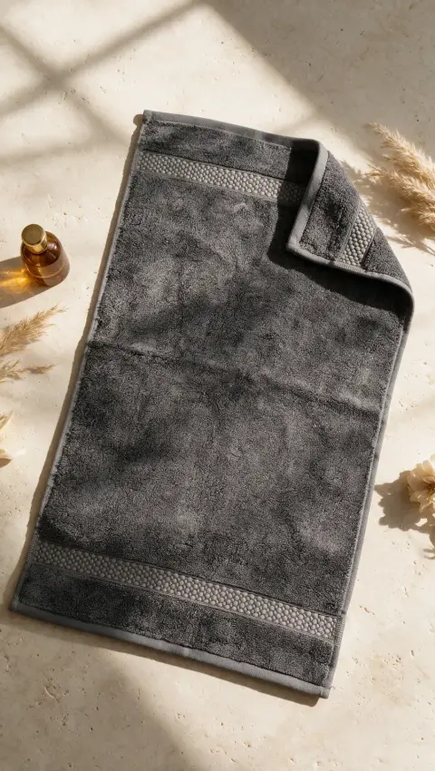 Charcoal Waffle Band hand towel