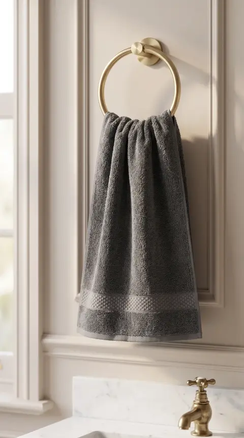 Charcoal Waffle Band hand towel