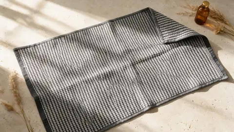 Charcoal Waffle Check kitchen towel