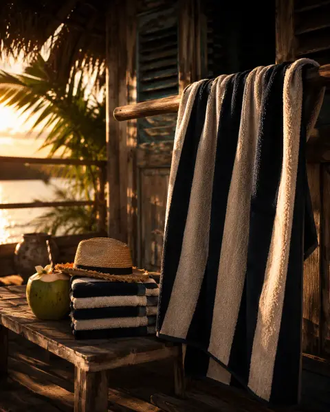 Havana Black Stripe pool/beach towel